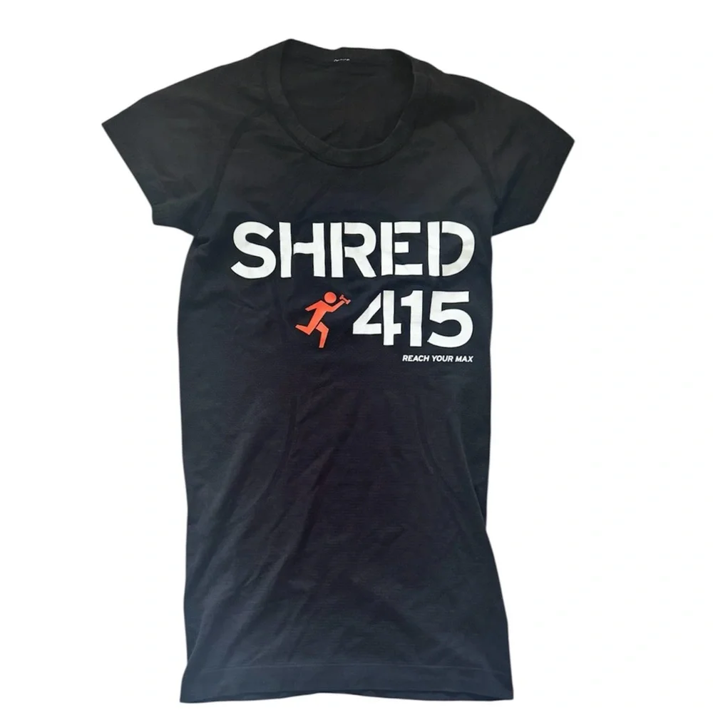 Lululemon shred 415 black swiftly tech short sleeve black work out athletic top - Picture 1 of 4